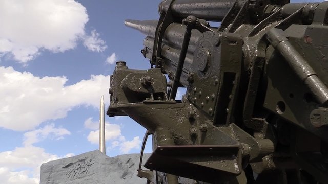 anti-aircraft gun and bayonet monument