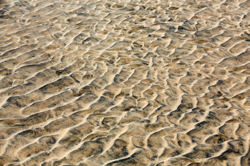 closeup of sand pattern of a beach in the summer