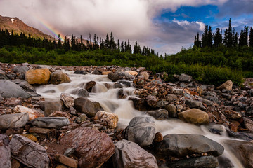 Rainbow on a mountain stream