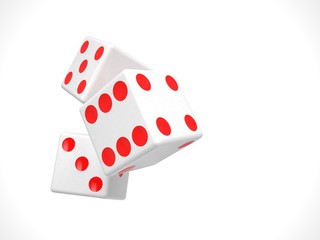 three dices on white