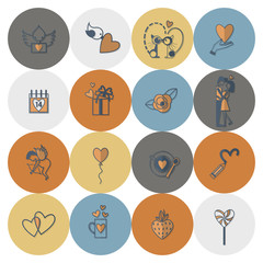 Fototapeta premium Happy Valentines Day Icons