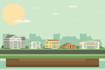 Obraz premium Flat vector buildings.