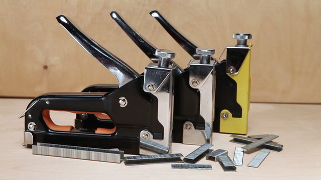 The tool - stapler manual mechanical - for repair work in the house and on furniture, and brackets