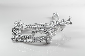 Obraz premium scrap metal from lathe in factory for recycle on isolated