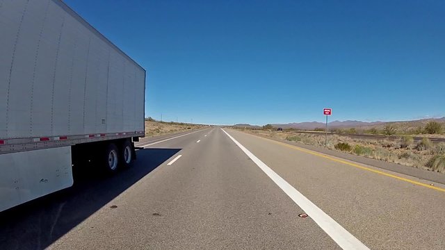 Truck in motion on freeway