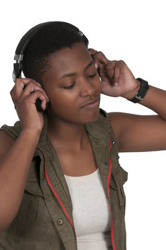 Beautiful Woman listening to Headphones