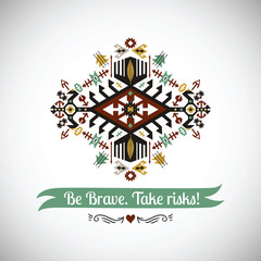 Vector bright decorative element on native ethnic style