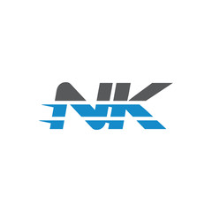 Simple Modern Dynamic Letter Initial Logo nk