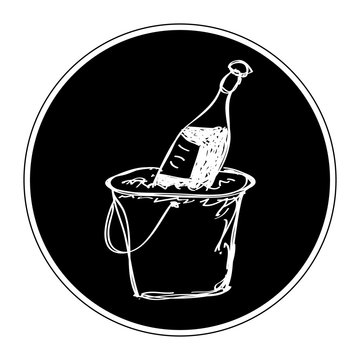 Simple doodle of champagne in a bucket