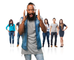 Obraz premium black man shouting on white