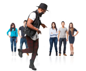 Obraz premium cool black man dancing on white