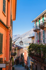 Old scenic streets in Bellagio, Como Lake, Italy.
