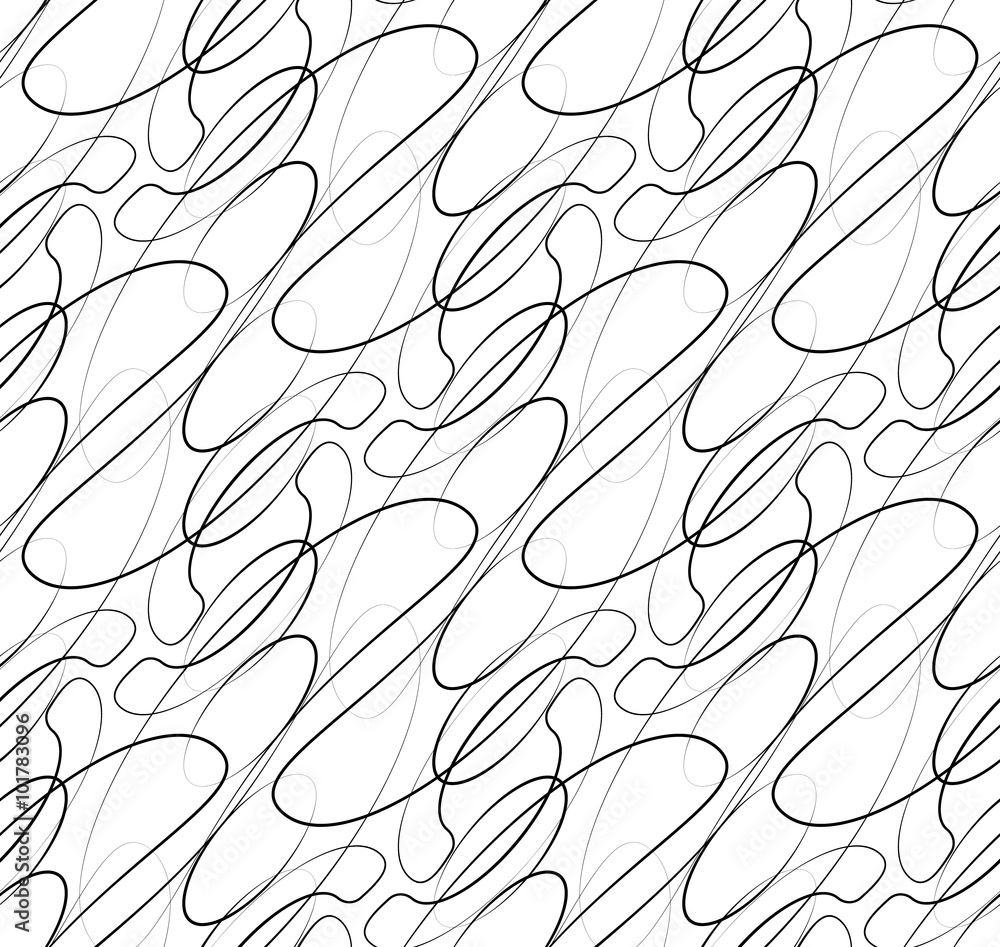 Poster Abstract seamless background / pattern with squiggly lines. Mono