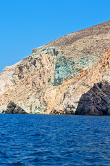 Fototapeta na wymiar hill and rocks summertime santorini island