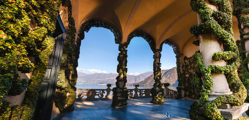 The park of Villa Balbianello in Lenno, Lake Como, Italy - obrazy, fototapety, plakaty