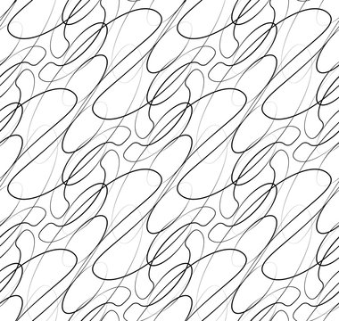 Abstract seamless background / pattern with squiggly lines. Mono