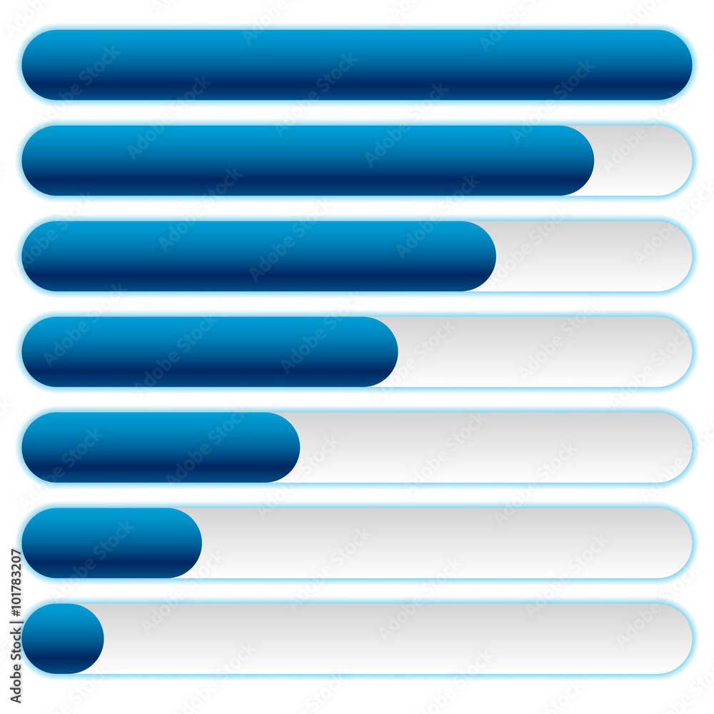 Aufkleber Progress, loading bars in sequence with vector outer glow effect