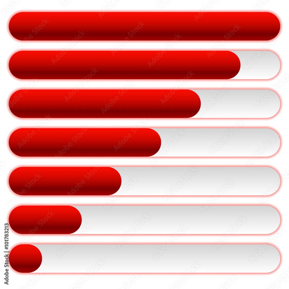 Fototapete Progress, loading bars in sequence with vector outer glow effect