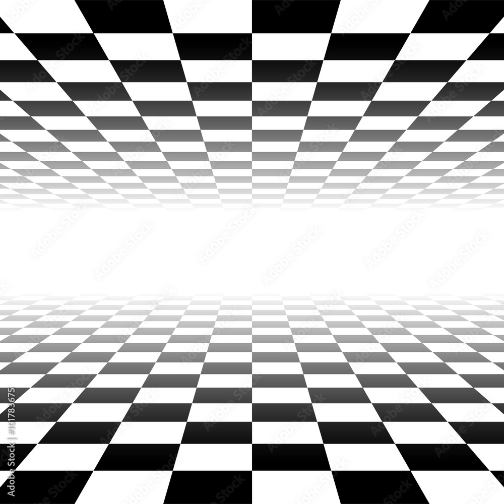 Aufkleber vanishing checkered surface. 3d surface in perspective. vector b