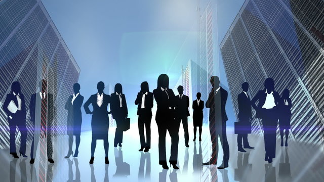 Black silhouettes of business people