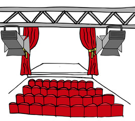 lege theater zaal en podium