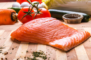 Fresh portion of fresh salmon fillet with