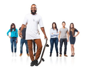 black man with a skateboard