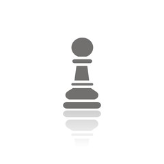 Icon chess white background with reflection
