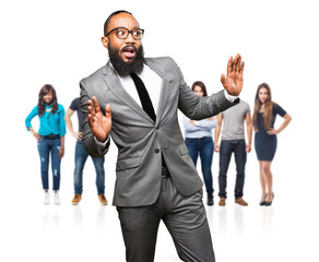 business black man surprised
