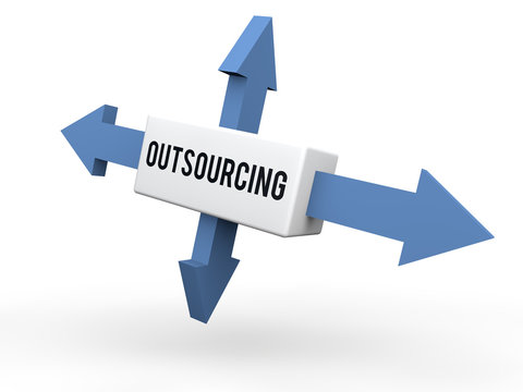 3d arrows outsourcing concept