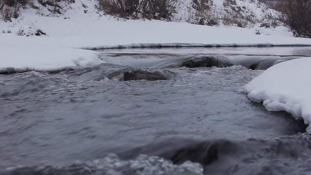 Rapid flow in winter river