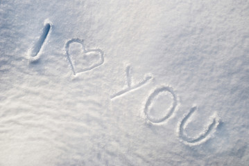 I love you - handwritting on snow