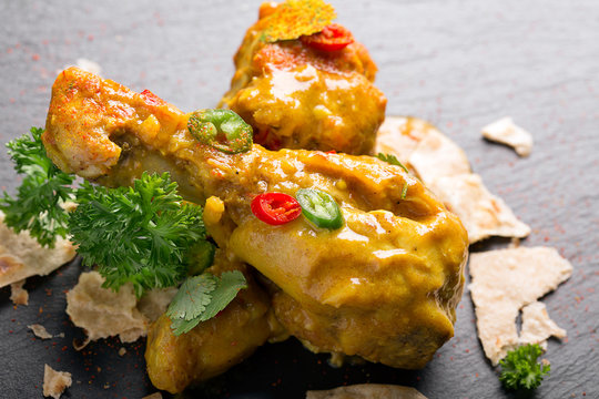 Delicious chicken thighs with curry
