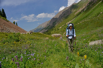 Fototapeta na wymiar vigorous physical activity during trekking