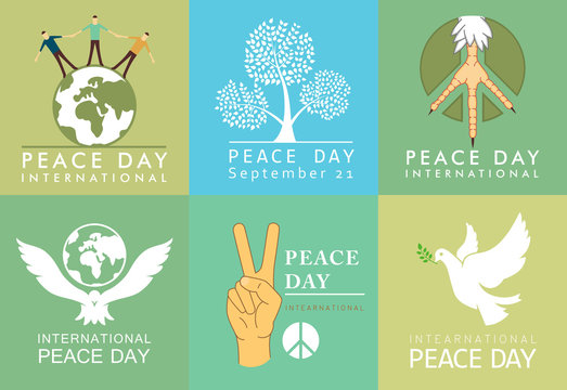 International Day of Peace symbols. Templates with a dove of peace vector illustration