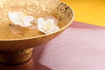 杯と梅の花
