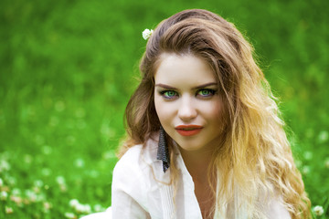 Naklejka premium Young beautiful blonde woman