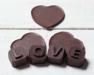 chocolate Valentine's on rusty wooden