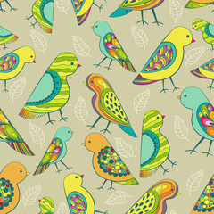 Obraz premium Colorful decorative birds seamless pattern.