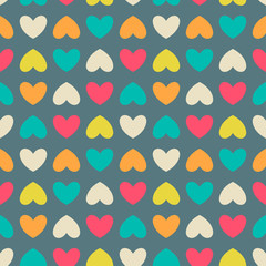 Hearts color hand-drawn vector seamless pattern.