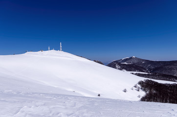 Fototapeta na wymiar Mountain scenery in Vigla, Florina's ski center, Greece 
