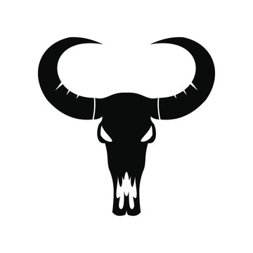 Buffalo skull black icon 