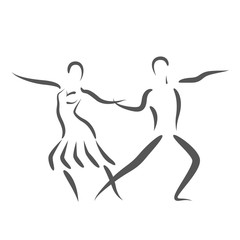 Dancing couple logo isolated on white background.