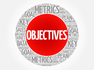Objectives circle word cloud, business concept background
