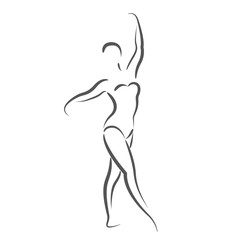 Sketched dancing woman isolated on white