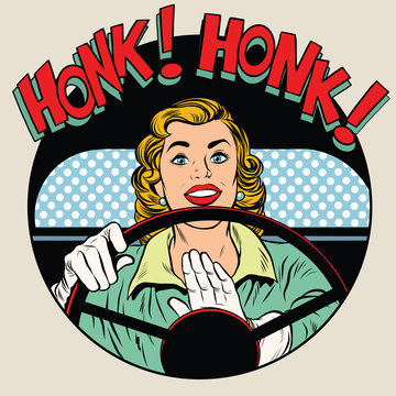 honk vehicle horn driver woman