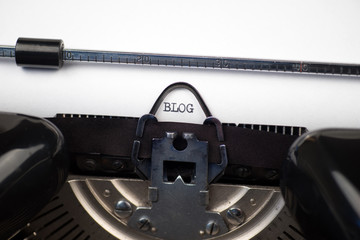 Close up view, Blog - written on an old typewriter
