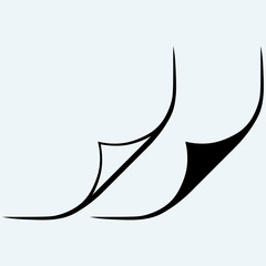 Page corner. Isolated on blue background. Vector silhouettes