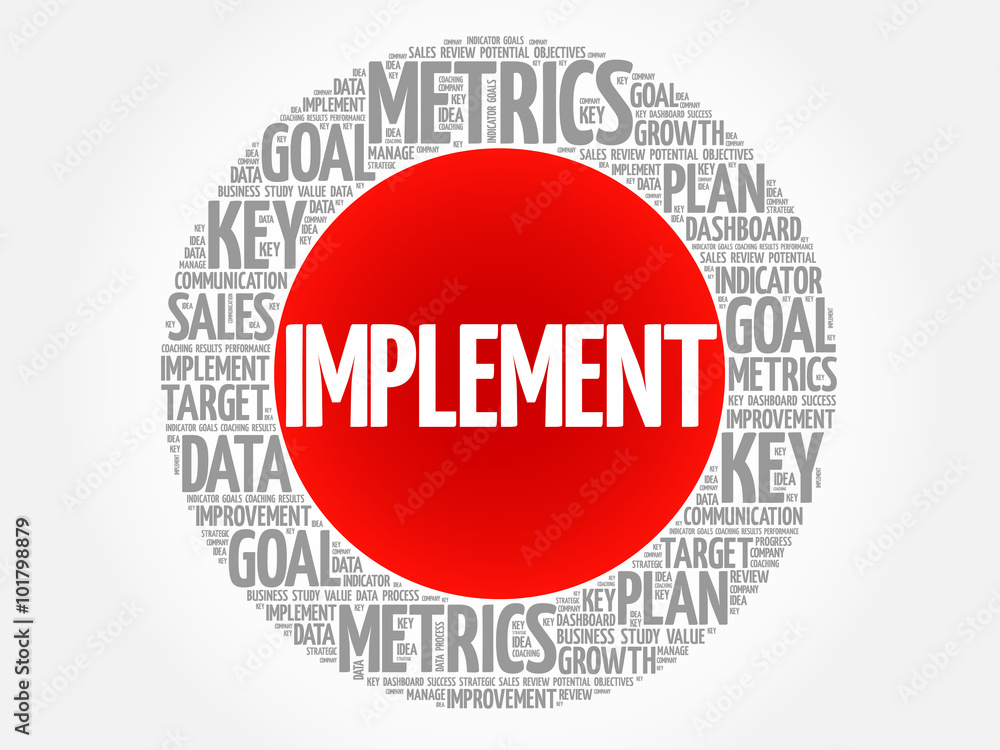 Poster implement circle word cloud, business concept background