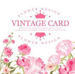 Fototapeta na wymiar Vintage Flower Card. Vector Illustration